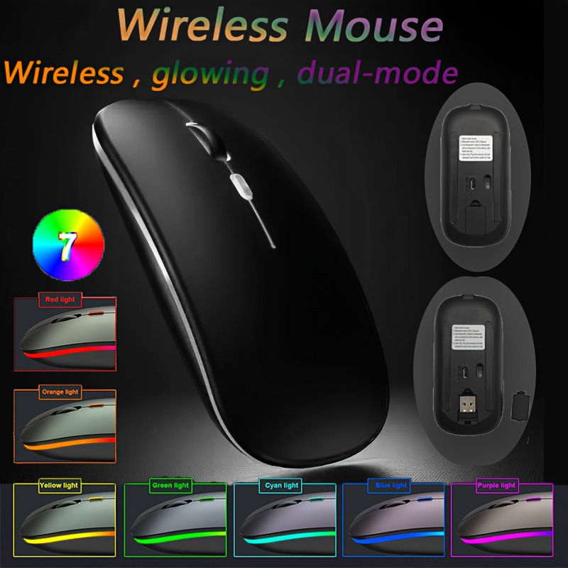 

Wireless, Glowing, Mouse, Ultra-thin Silent Portable Usb Optical 2.4g/5.0 Wireless , Mobile Optical Wireless Mouse With Usb Receiver, Portable Computer Mouse