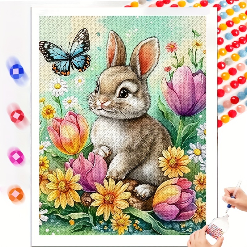 

1pc Rabbit Pattern 5d Kit, 30x40cm/11.8x15.8in, , , , Rectangle, , Decor,