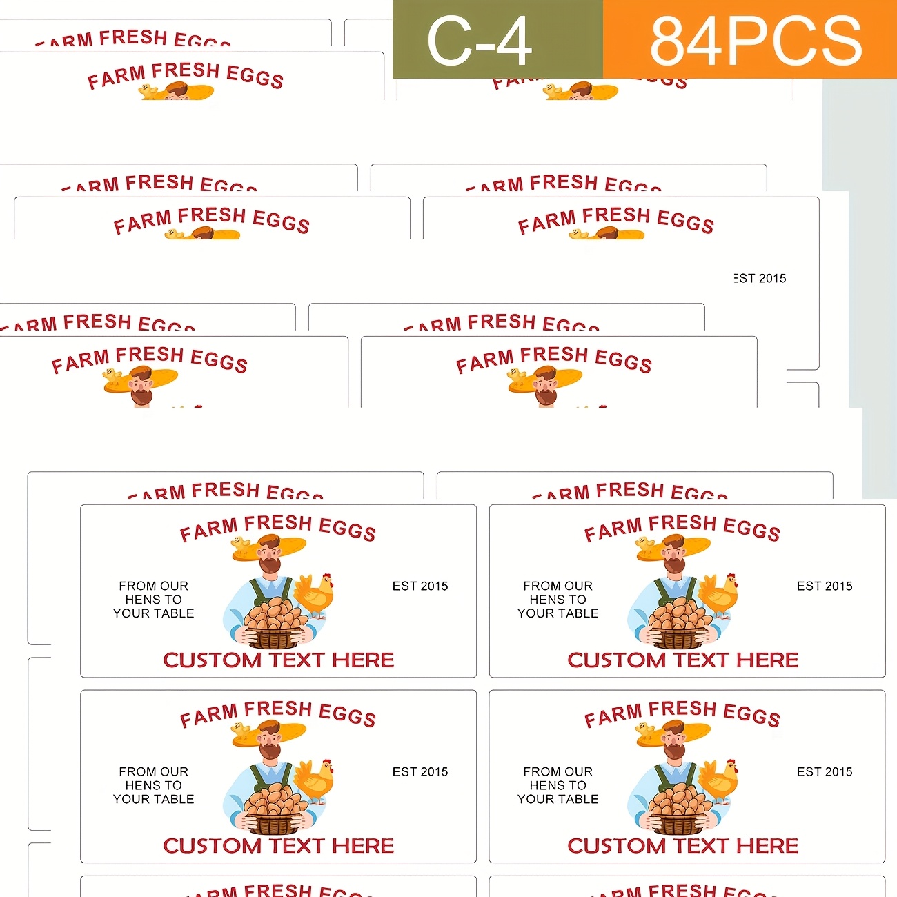 TEMU Self- Egg Carton Labels - Personalized Printed Stickers - Self- Egg Stickers With Custom Text - Adhesive Stickers - Set Of 36 Stickers / Set Of