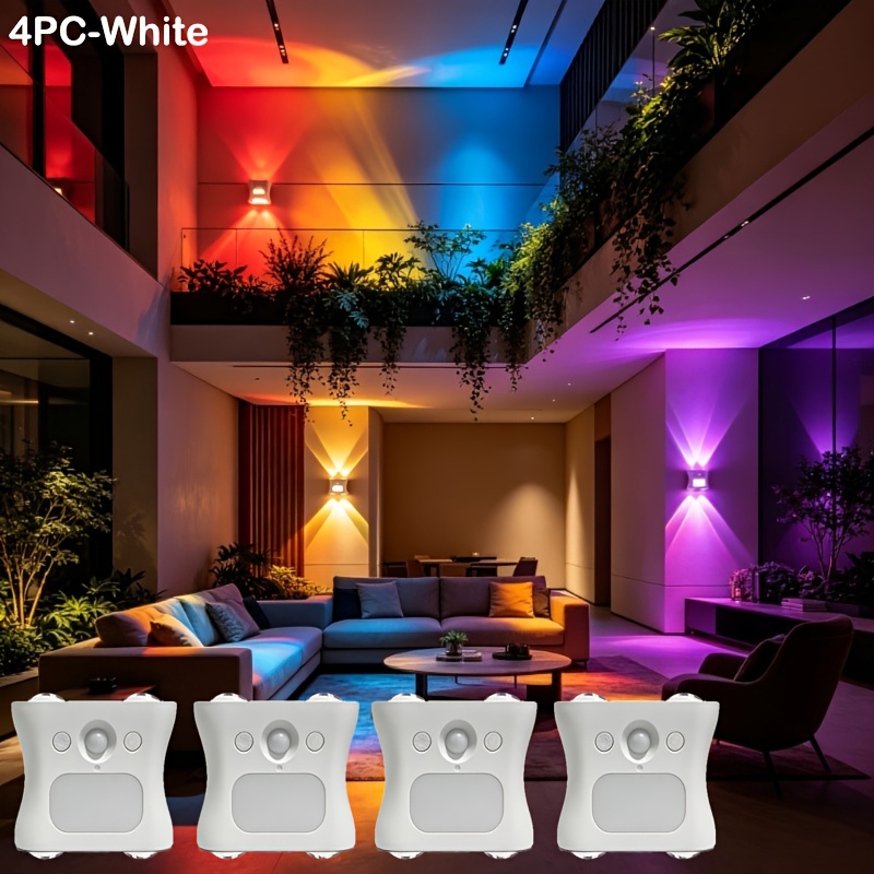 Image of 1/2/4pcs Night Lamp, Wall Light, Sensing With Auto , 2200mah, Rgb Lighting With Options, , Usb Rechargeable, Home Decoration Lighting, Bedroom Living Room Hallway Entrance Light