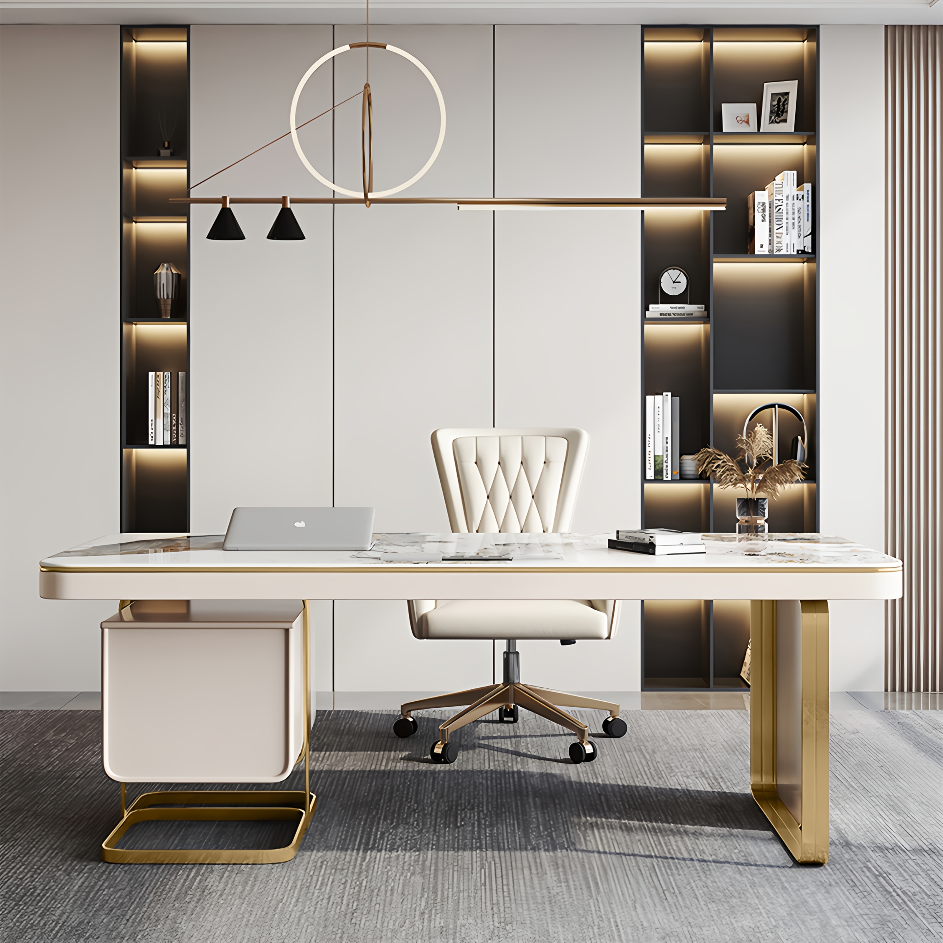 luxury   desk with   modern minimalist writing table suitable for home office study room bedroom marble tabletop   assembly space saving for small spaces   Product details 1