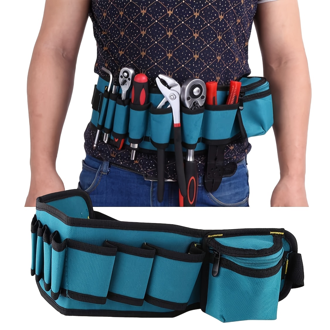 TEMU Premium Tool Belt Organizer, Tool Storage Pouch, Hammer, Power Drill, Pliers, Wrench Diy Tool Holder, Adjustable Adult Waist Holder For Handyman