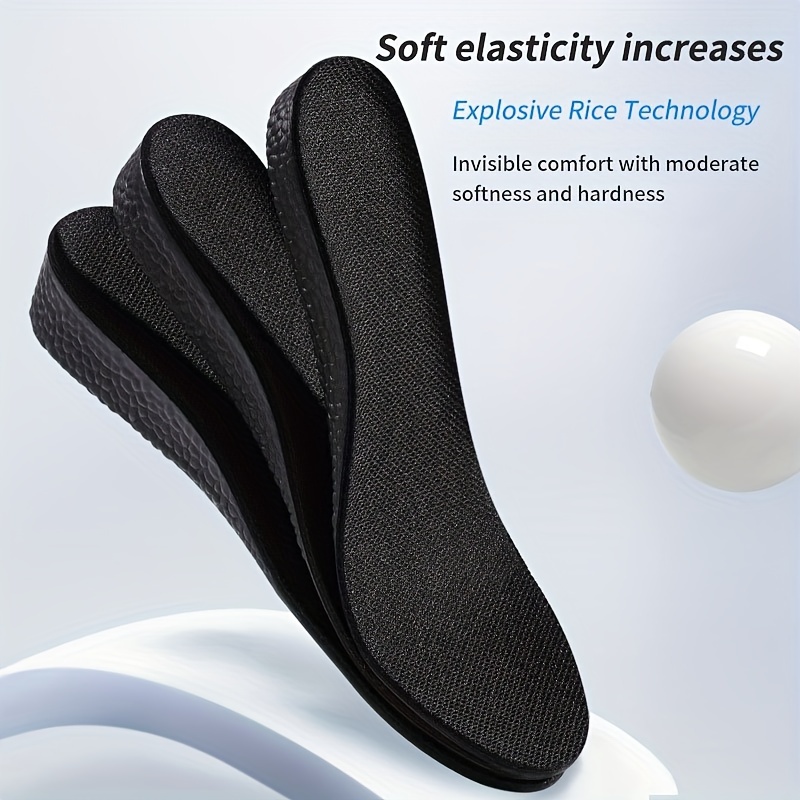 1pair Inner Heightening Insoles, Men's And Women's Invisible Comfortable Soft Sole, Sports Shock Absorption Sweat-absorbing Insoles