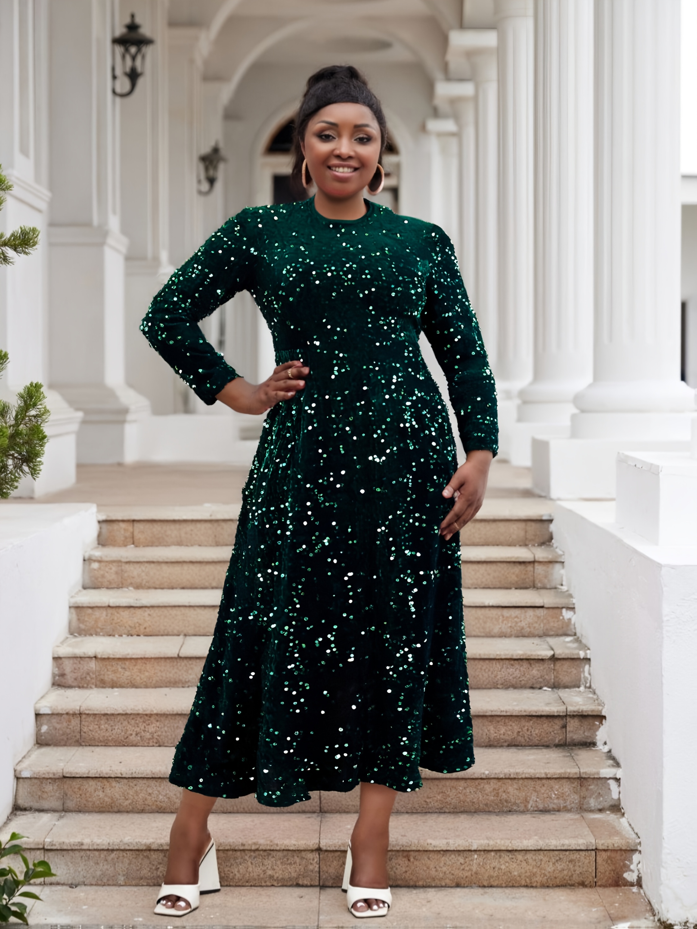 green emerald velvet dress Amazon.com: Ever-Pretty Plus Womens V-Neck Puffy Sleeves Empire Waist  Ruched Bust A-Line Slit Maxi Plus Size Formal Dress Black US14 : Clothing,  Shoes & Jewelry main image 0
