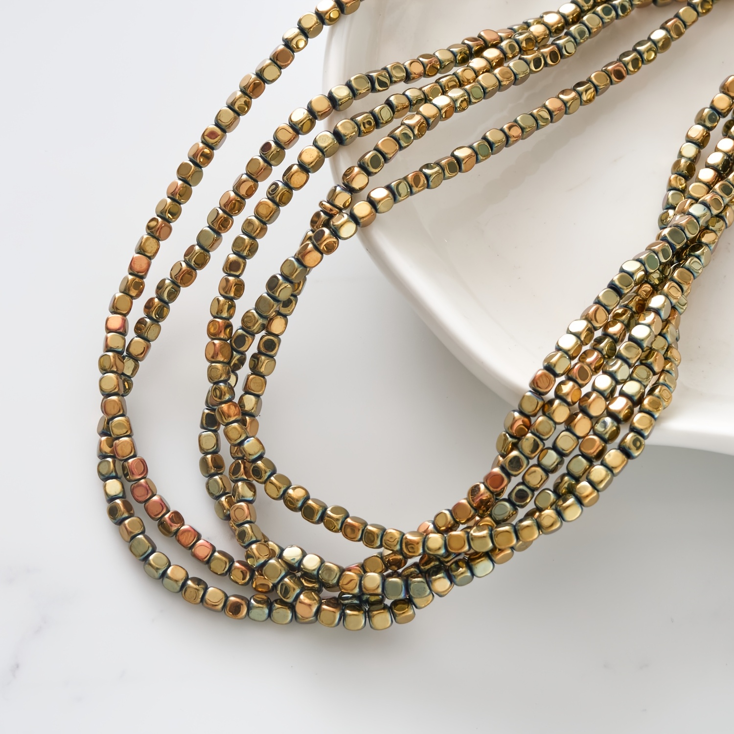 Approximately 130-135pcs Of 3*3mm Chamfered Square Beads For Making, Including Necklaces, Loose Beads, Bracelets, And Earrings