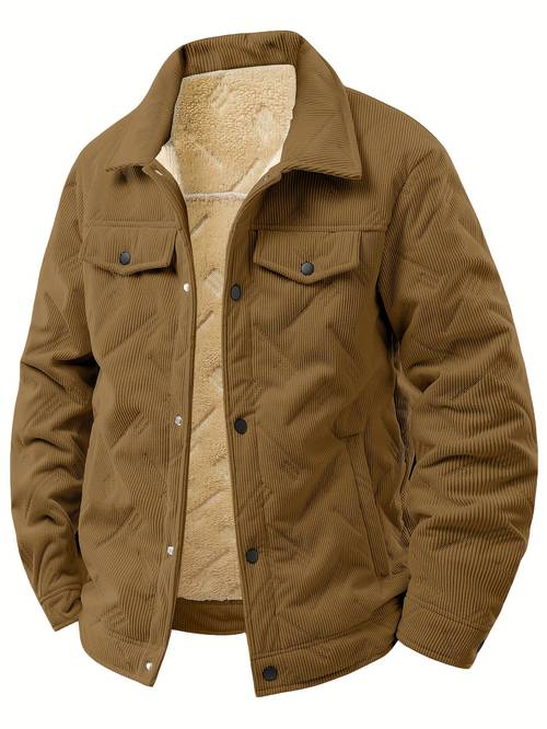 nueva chaqueta de gruesa de otoño/invierno para hombre, con con y bolsillo con tapeta, con diseño de botones a presión en estilos , de moda y vintage, abrigo acolchado de gramaje, adecuada para oficinistas, profesionales de y hombres