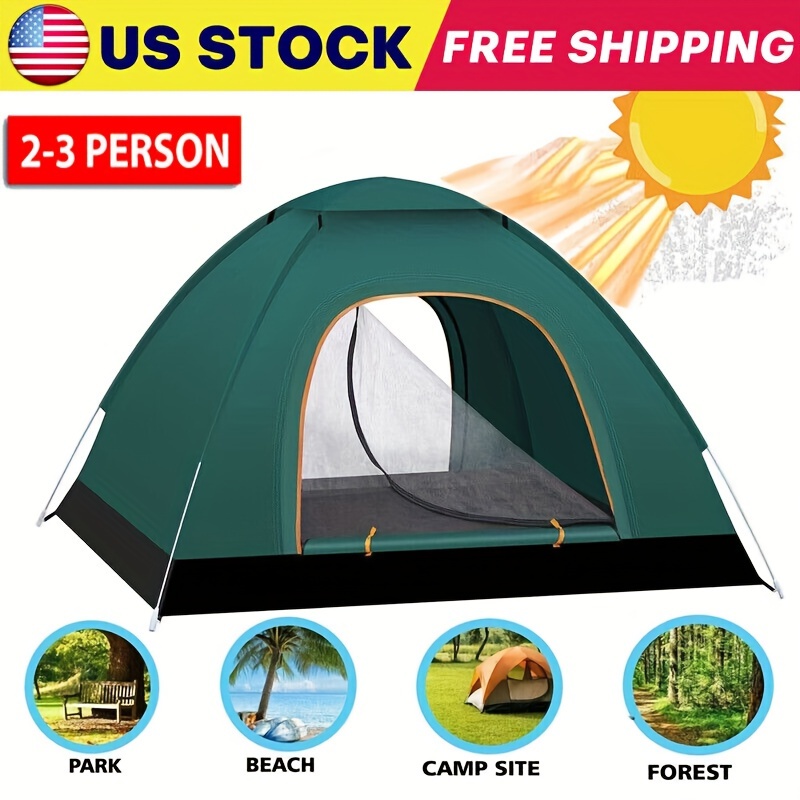 TEMU 2-3 Person Tent Automatic Pop Up Outdoor Camping Hiking Tent Portable
