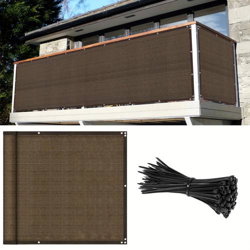 item picture 1pc 6 privacy fence screen heavy duty outdoor backyard sun shade and windbreak netting brown hemmed edge grommet privacy fence screen outdoor windbreak fence cover privacy screen with uv protection suitable for backyard