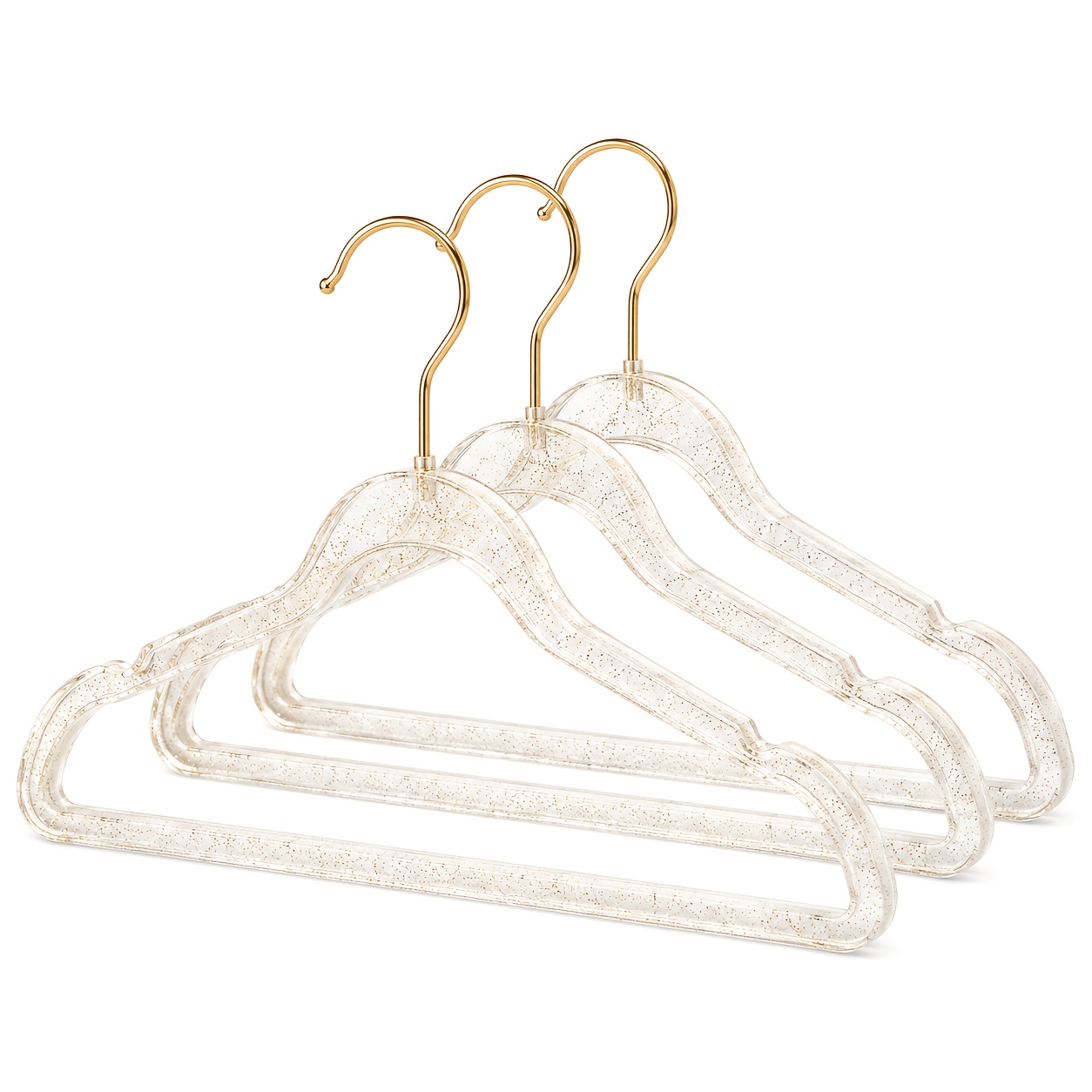 TEMU Étagères transparentes à plaques, avec crochets en métal doré. Design antidérapant à épaules arrondies. pour robes, chemises, hauts et