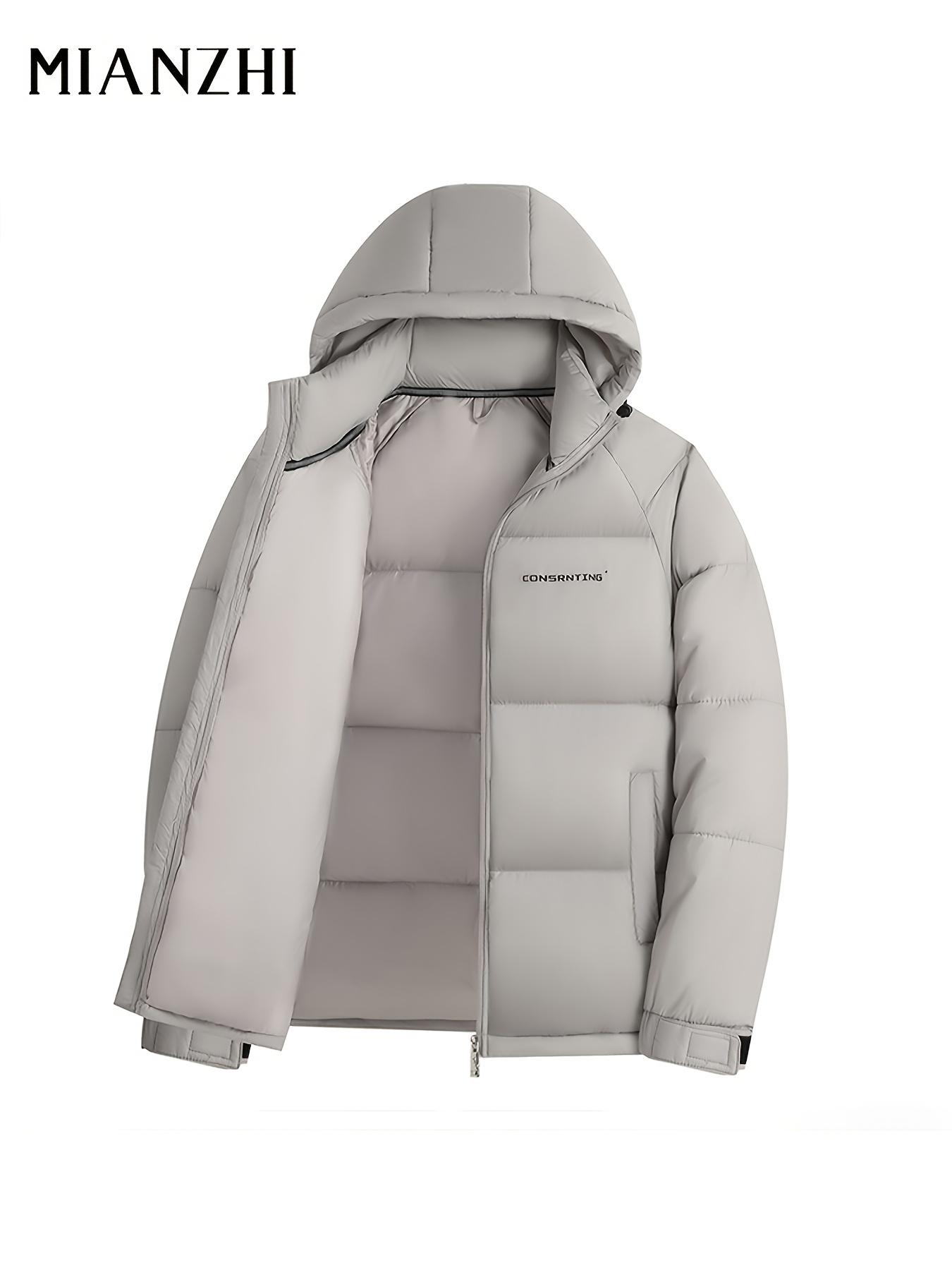   Men S Lightweight Hooded Jacket - Winter Coat with Full-Zip Closure, Black Outerwear for Business, Travel, Everyday - Polyester Insulated Cold Weather Jacket (Spring/Fall) -   Brand Casual Outerwear, Durable Zipper Closure, Business Casual,  ,   Construction, Urban  