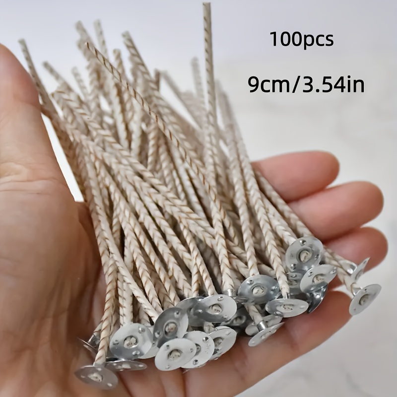 Image of 100 Brown Candle Wicks For Handmade Candles - 3.54 Inches Long, , Perfect For Crafts And Projects, Natural | Durable Wicks, Essential Candle Making Supplies