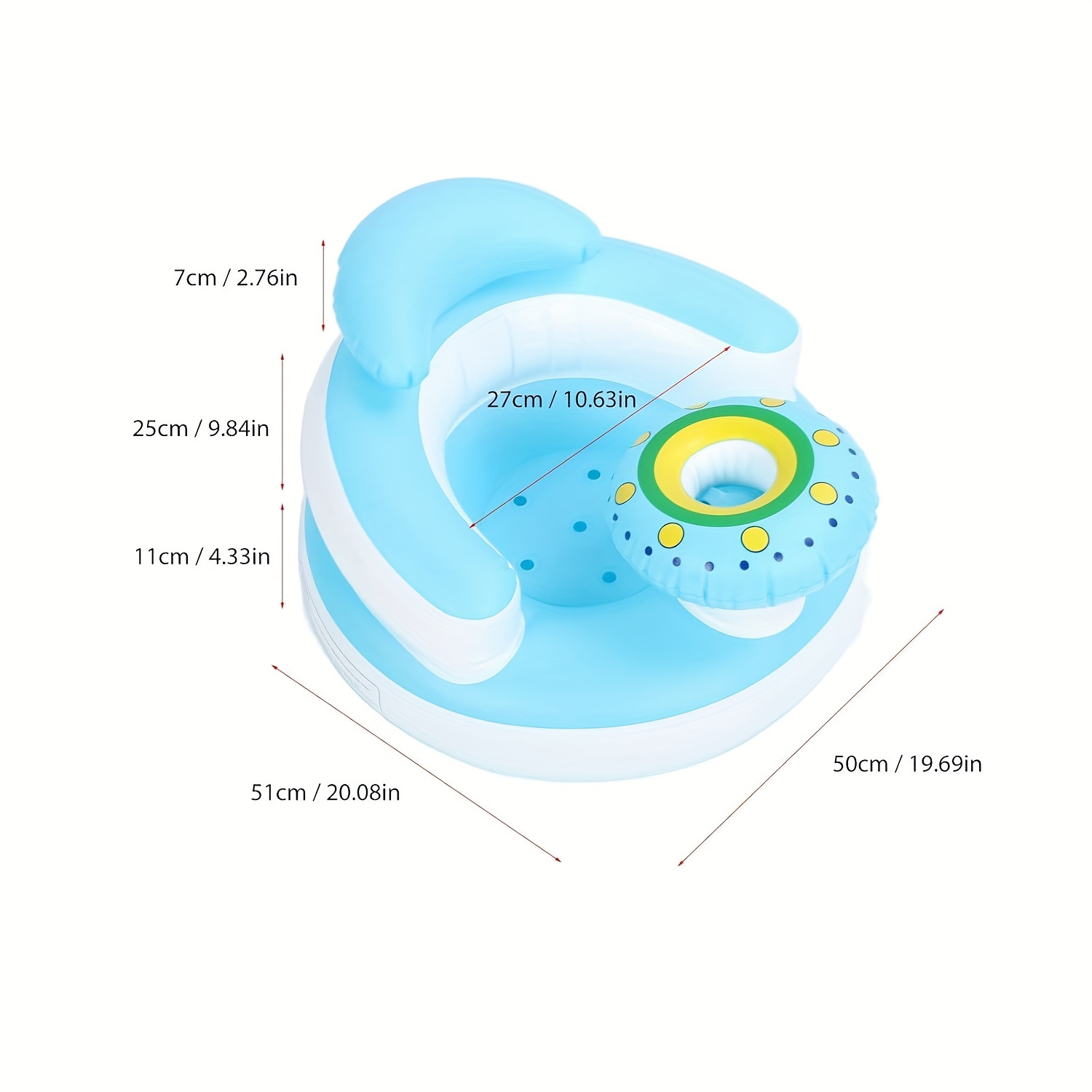 1pc   chaise gonflable pour bébé avec pompe à air intégrée, matériau pvc, siège de soutien confortable pour les tout-  de 3 mois et plus, chaise de sol dété pour sasseoir et jouer 5