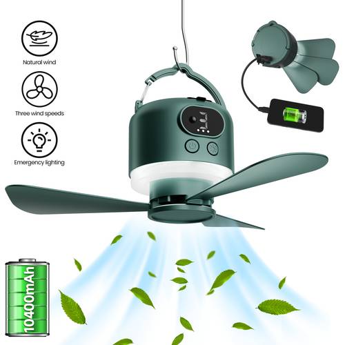 10400mah outdoor small ceiling fan usb charging fan camping fan ceiling fan rechargeable portable remote control mini student mute big wind four speed outdoor camping fan mobile small ceiling fan can charge the mobile phone