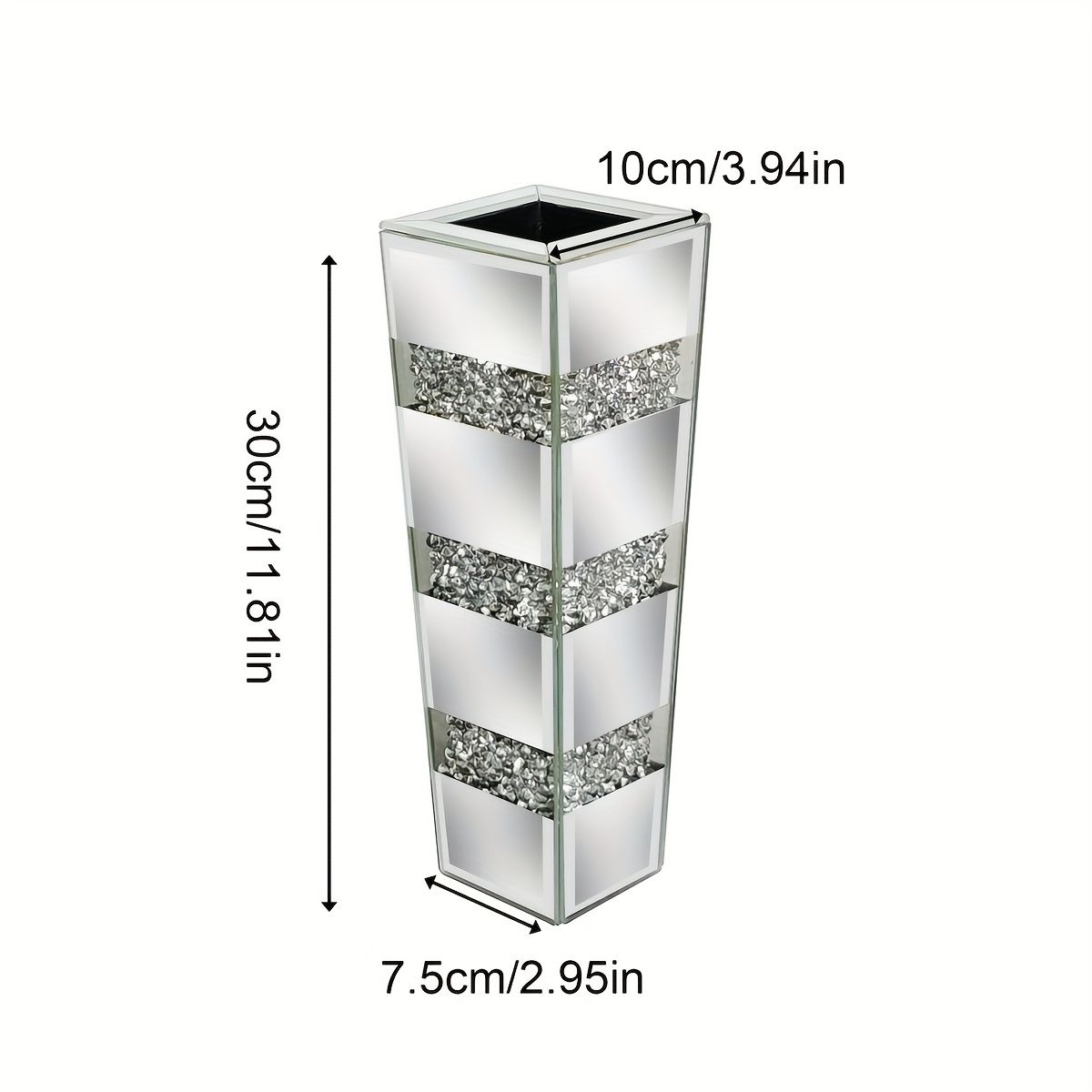 E-shop Silberner Zerkleinerter Diamant Tisch- Bodenvase Dekorative Spiegelblumenvase Stilvolles Zentrumstück für Trockenblumen