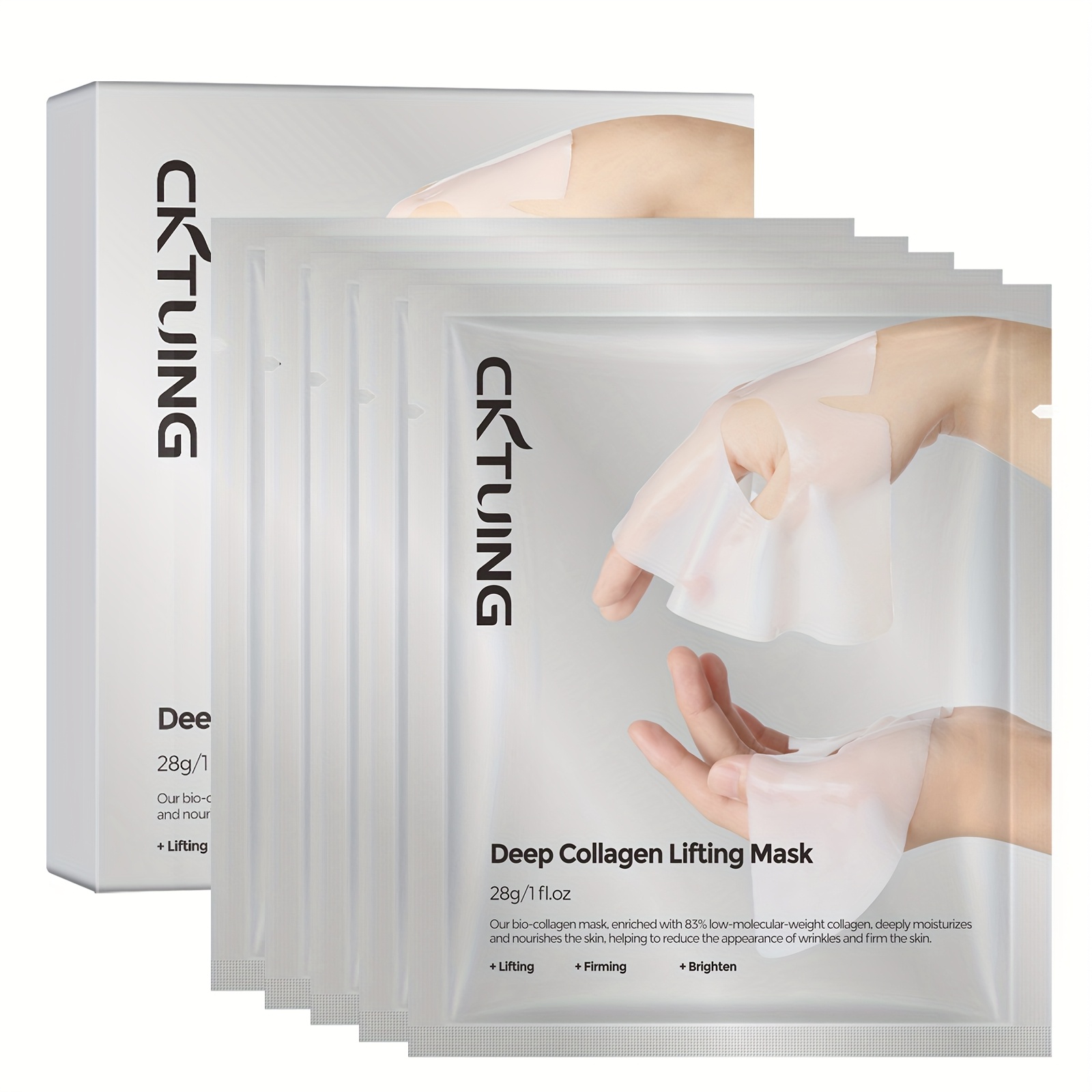 Image of 5pcs Deep Collagen Skincare Lifting Masks - Hydrating & Firming, Alcohol-free, Hypoallergenic For All Light Beige Types, Fragrance-free, Transparent & | , Wrinkle Patches - Smoothing Care
