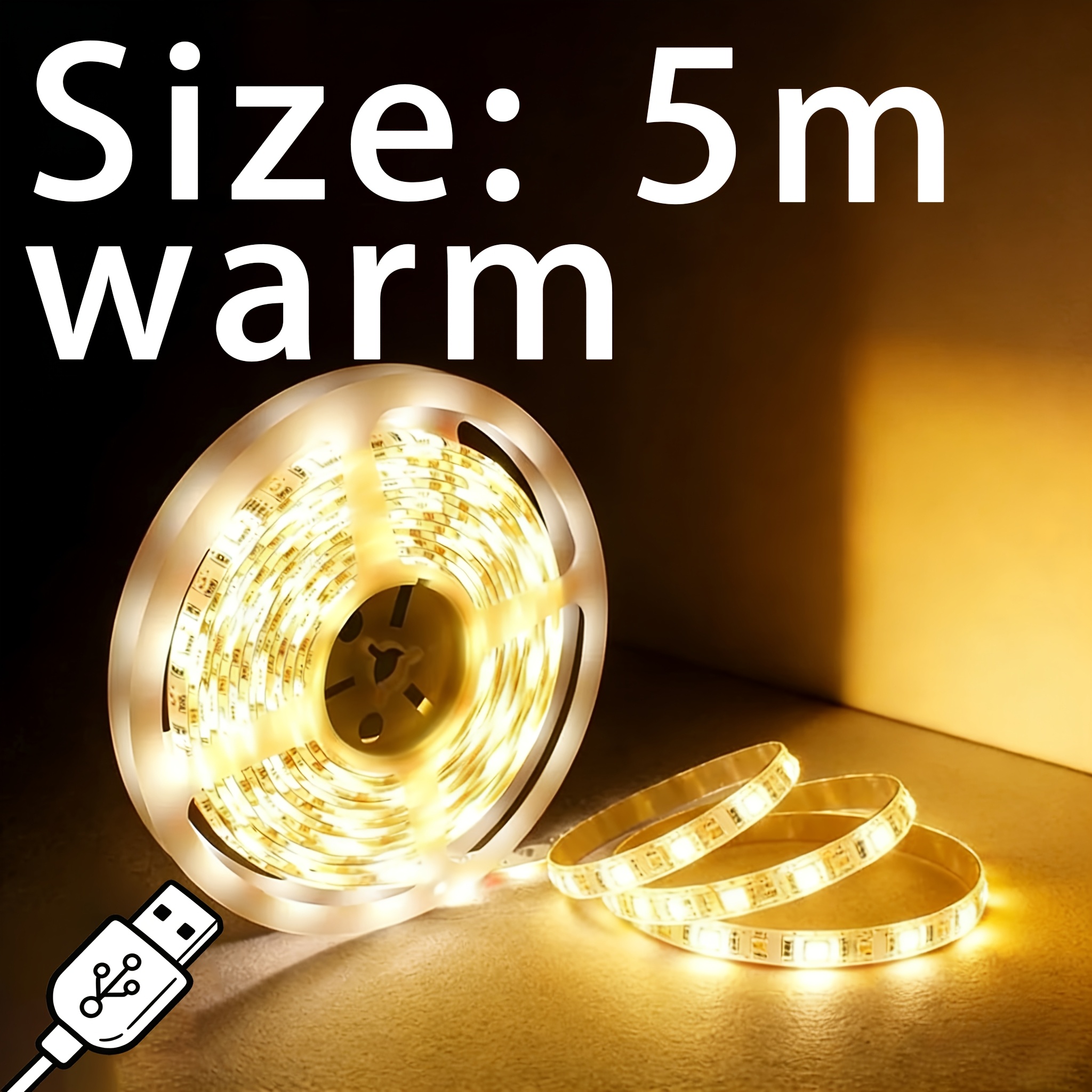   cool warm white led strip 5v usb powered self   cuttable light for diy  