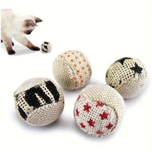 cat toy with sound interactive ball random colorful cartoon patterns durable natural sisal material no batteries required for cat lovers interactive cat toy for cats and kittens self entertainment and exercise cat toy