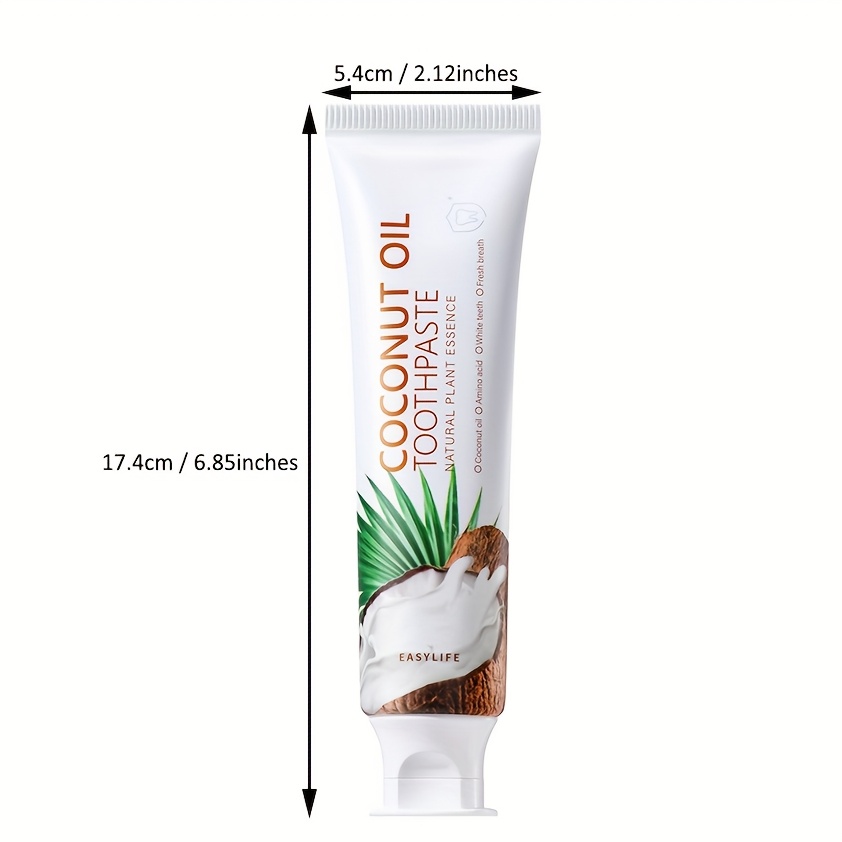 2pcs Natural Coconut Oil Toothpaste for Sensitive Gums & Teeth - Gentle Whitening Formula with Coconut Oil & Coconut Milk, Deep Cleaning, Removes Stains, Gentle Oral Care, Fresh Breath Solution | Tropical Packaging | Coconut Oil Infused
