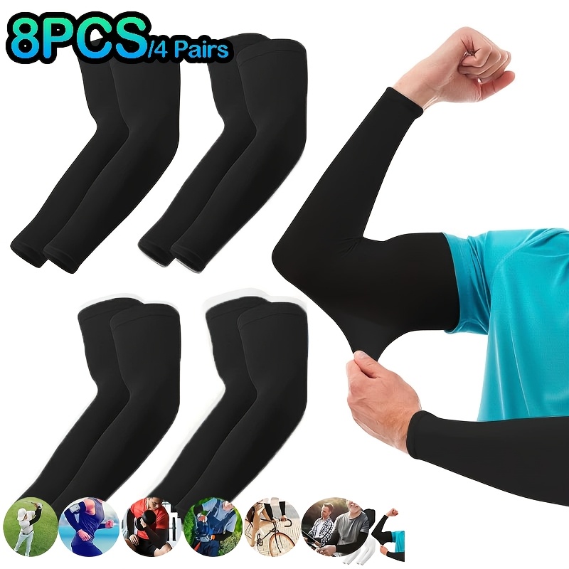 TEMU 8 pièces/4 paires de manchons de bras de compression rafraîchissants, unisexes, en tissu élastique à séchage rapide et rafraîchissant,