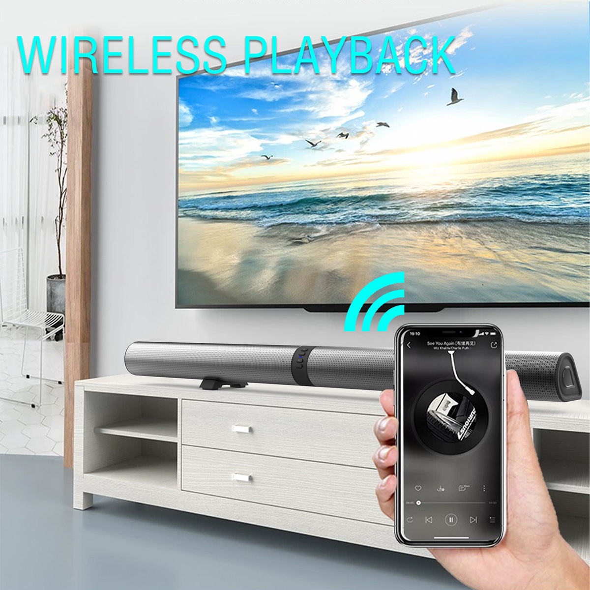 Stereo Bar Speaker for Smart TVs, 2-in-1 Wireless Subwoofer Speakers