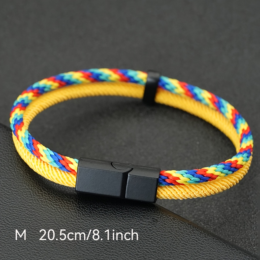 Men's Handmade Woven Bracelet, Detachable Clasp, Outdoor Style
