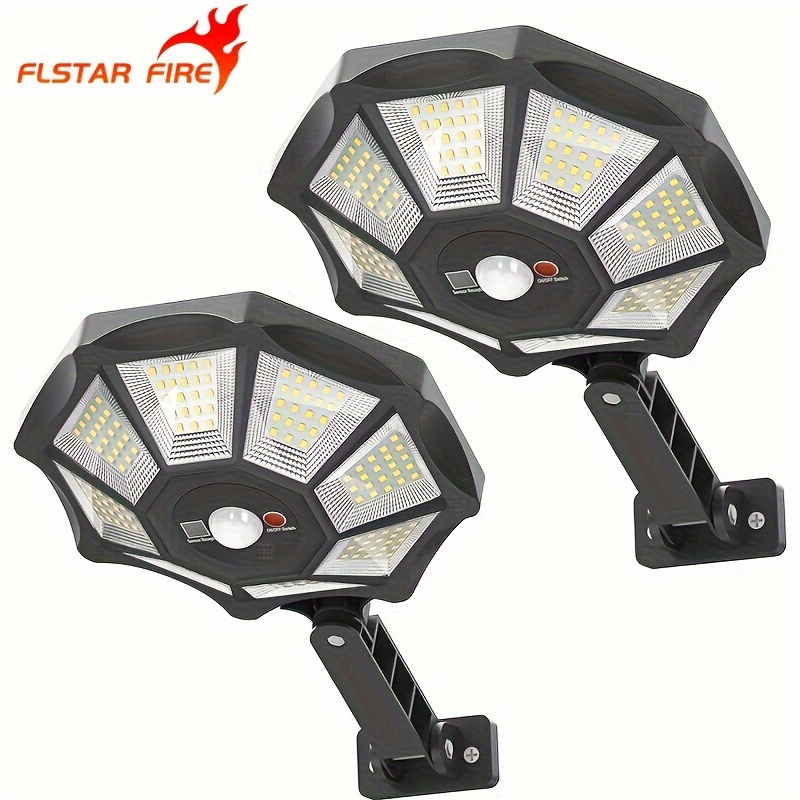 

2pcs Solar Lights Outdoor, 168led 6500k Flood Light Dusk To Dawn, Outdoor Wall Light 8 Light Large Lighting Range, 3- Lights With Motion Sensor, Solar Powered Outdoor Lights For Yard, Garden, Street