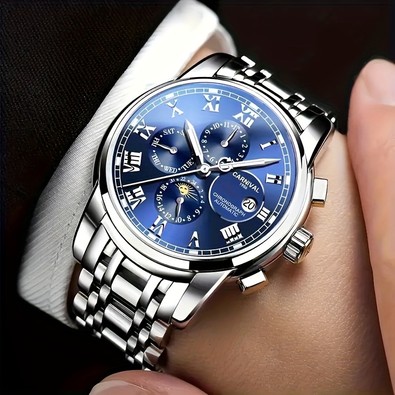 [] Men's Multi-functional Sports Watch, Waterproof Automatic Winding Wristwatch, Perfect For Holiday Gifting