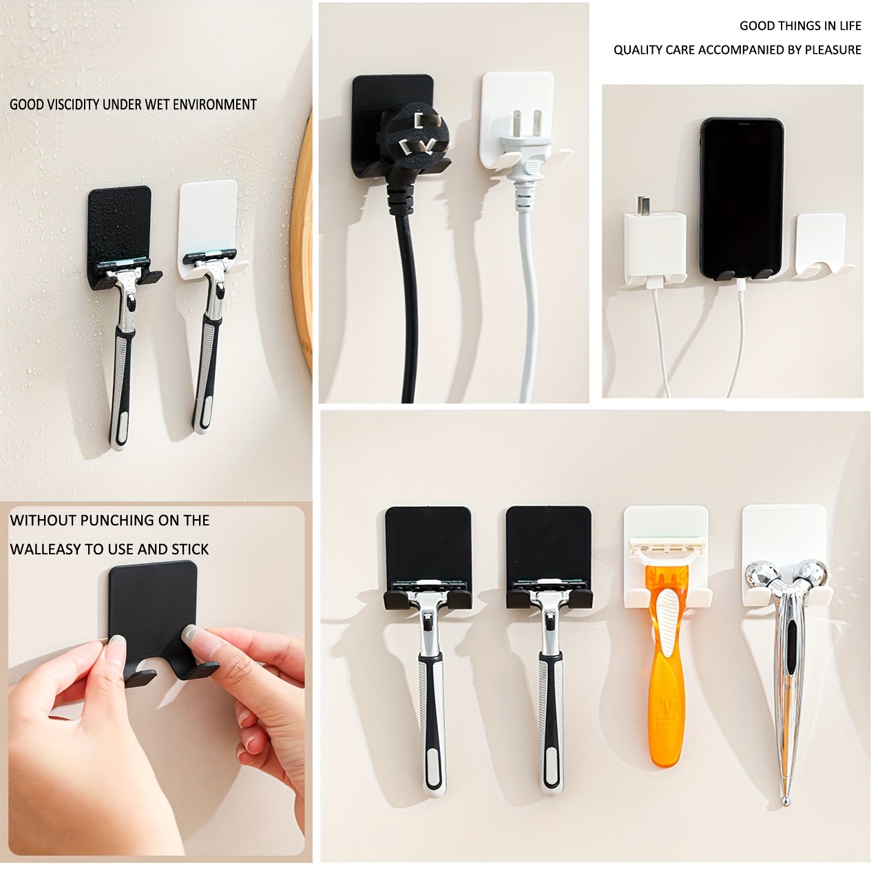 multi functional manual shaver hanger with powerful   hook   to drill holes shaver storage bracket details 6