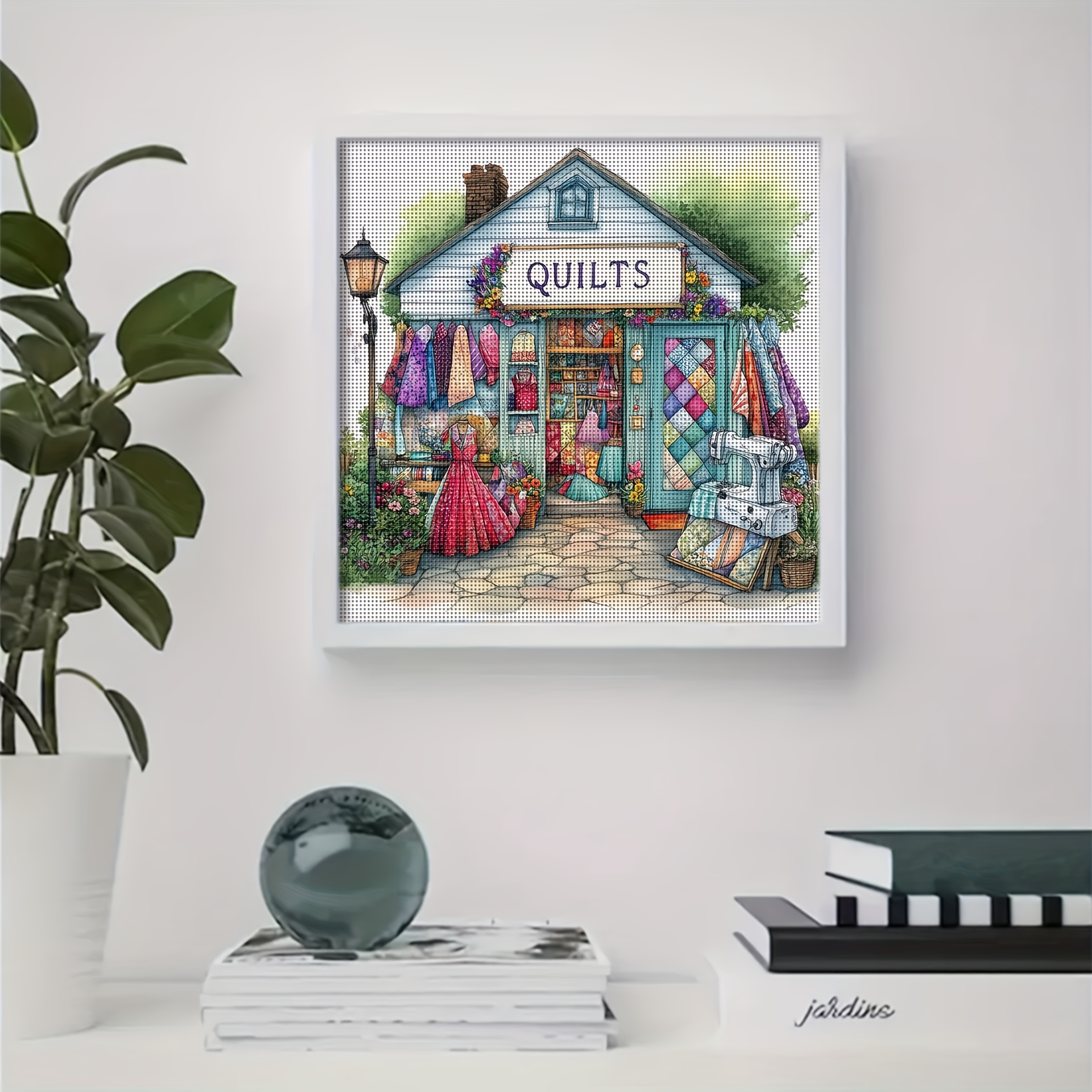 TEMU 1 Set - Shop Theme Cross Stitch Painting Kit, Diy Sewing Supplies, 11ct Embroidery Decorative Crafts, Creative Handmade Project, Exquisite