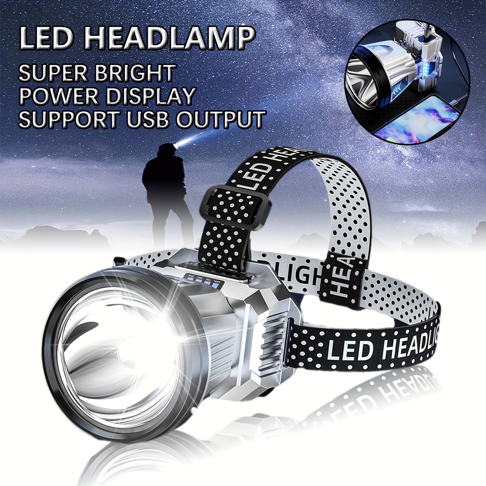 LED Headlamp Headlight Torch Work Light Bar Head Band Lamp With Charging Cable