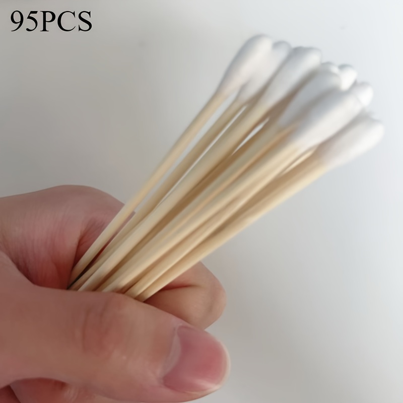 Image of 95pcs Large Long Swabs, Swabs, Pet Swabs, 15cm/5.91 Inches, Absorbent, Soft, , Used For Cleaning Reach Areas, Homes, Businesses, Work, Travel, Outdoor, Pets
