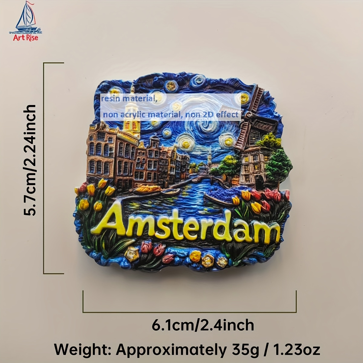 Image of 1pc Amsterdam, Uruguay Innovative 3d Magnetic Refrigerator Sticker, Souvenir, Colorful, Beautiful Holiday Gift, Kitchen Decoration, Christmas, Christmas Eve