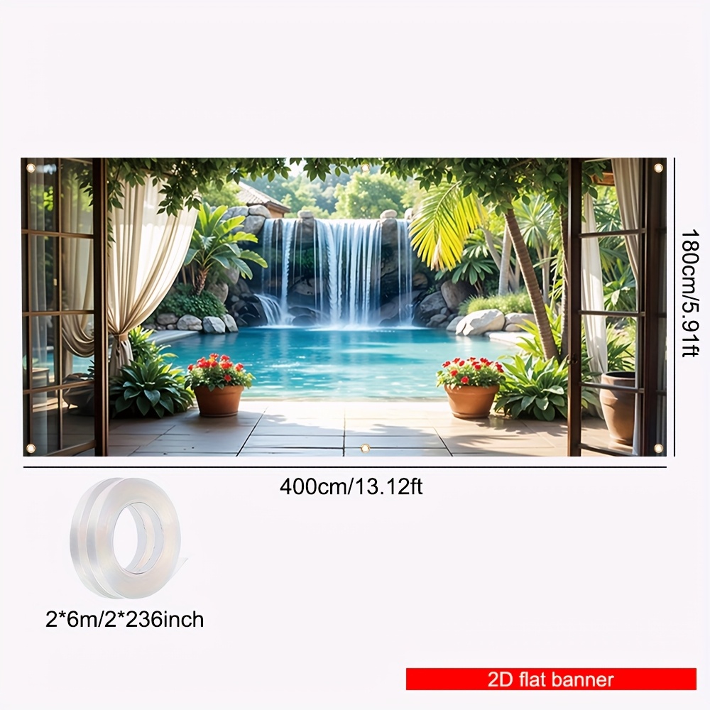 TEMU 2d Flat, 1pc, Spring Theme Large Garage Door Banner, Garage Decoration, No Electricity Required, Suitable For Large Doors And Indoor And Outdoor