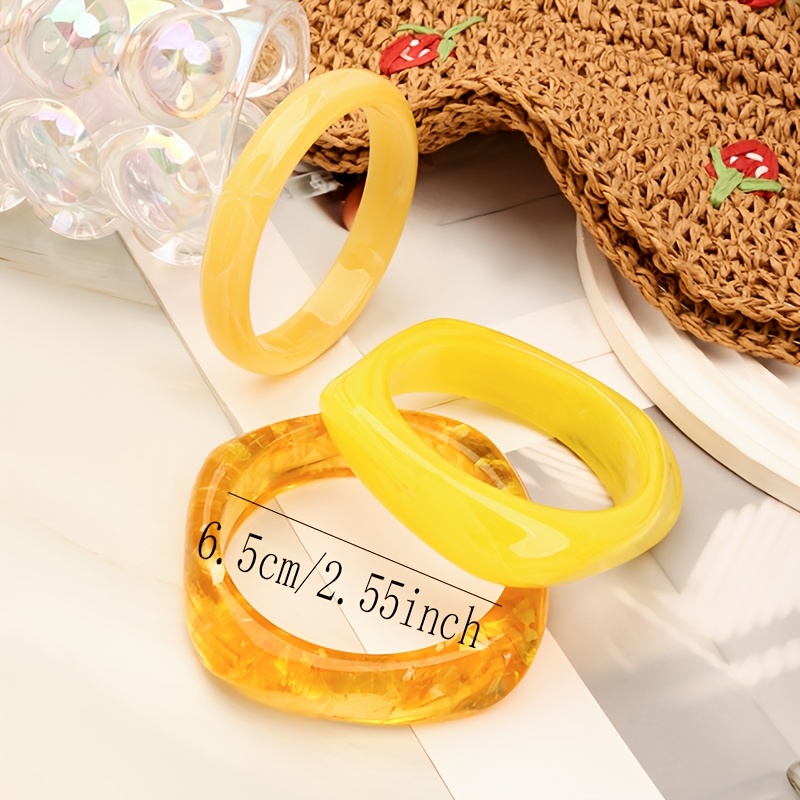 3pc Easy Yellow Series Irregular Geometric Resin Bracelet Set