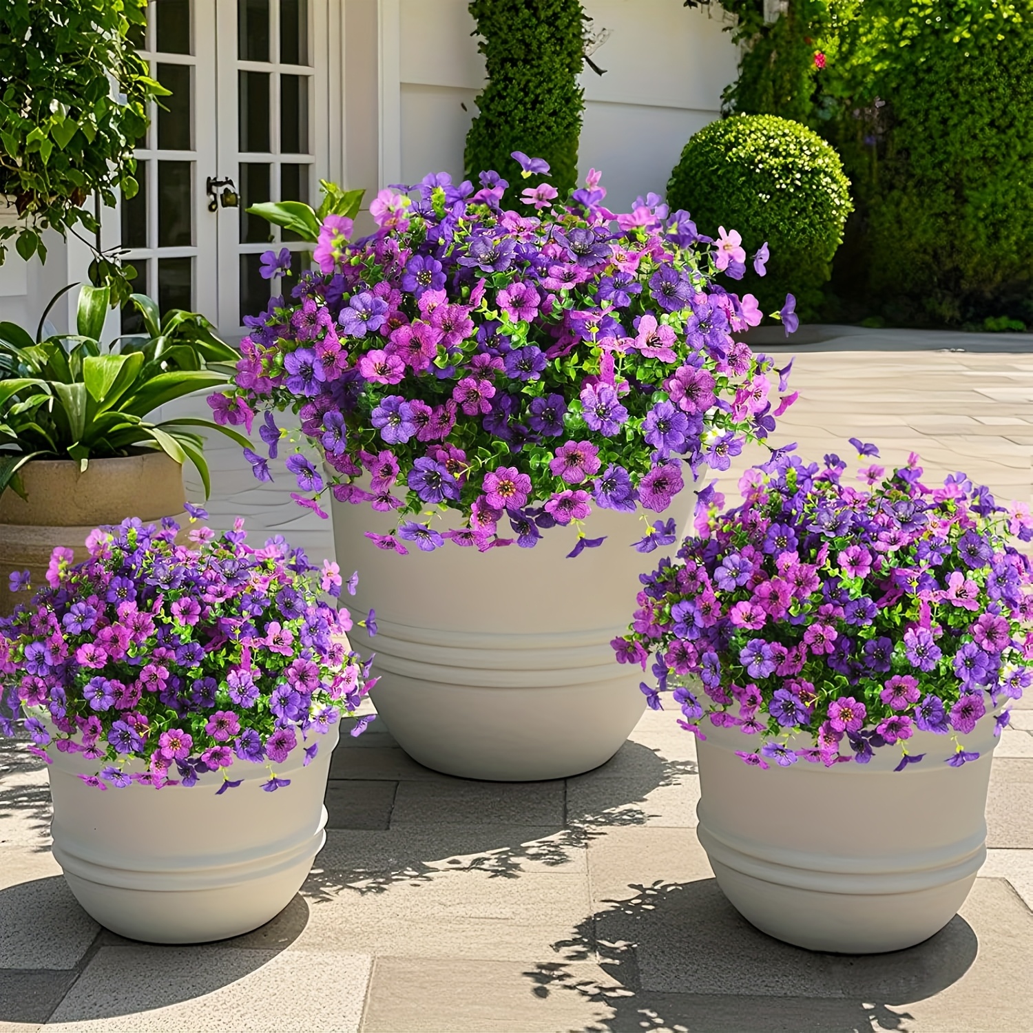 4 bundles uv resistant artificial daisy flowers multicolor low maintenance plastic outdoor indoor decor for patio garden window box spring summer mothers day thanksgiving home decor no electricity needed artificial outdoor flowers seasonal decoration vibrant floral display lifelike  