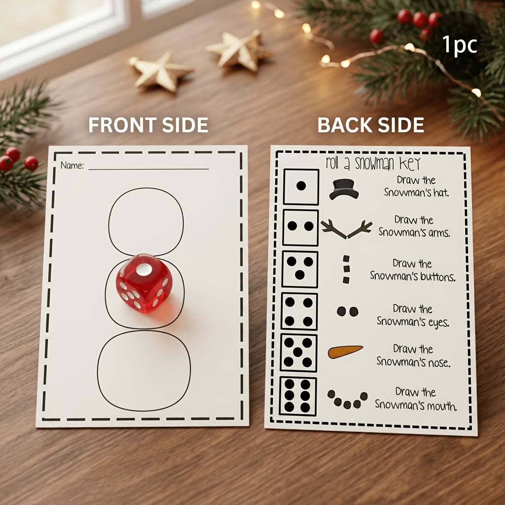 Roll a Snowman Game Cards with Dice Numbers