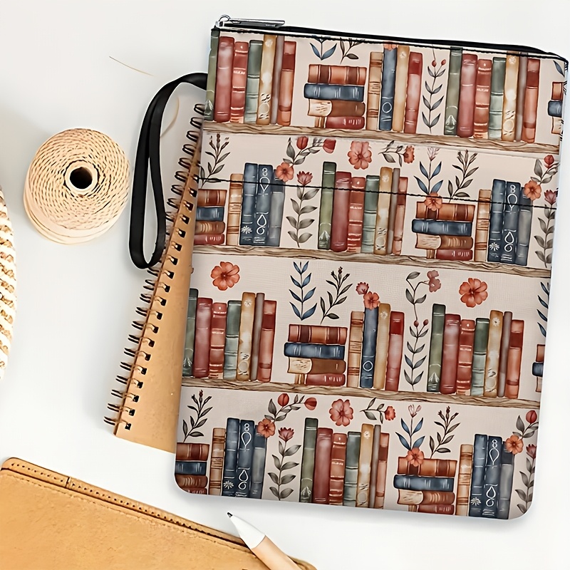 TEMU marrón con cremallera para libros, para , profesores y amantes de los libros - Estuche multiusos lavable con cierre de cremallera, cubierta de