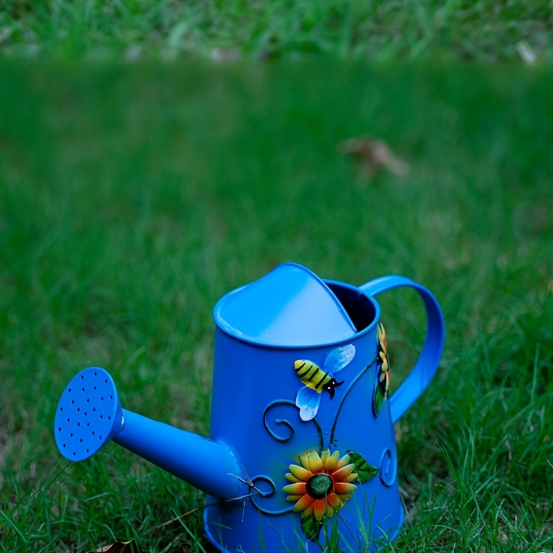handbemalte eisen gießkanne bunte garten terrassen sprinkler