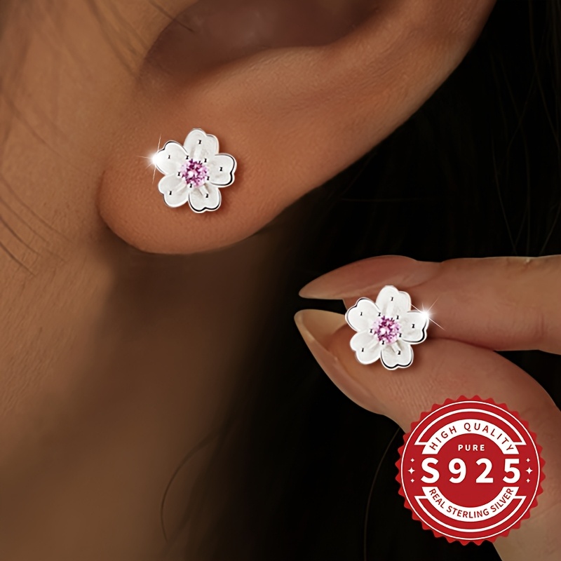 

A Pair Of S925 Silver Women' Cherry Earrings, Combining Modern Fashion With Classical Charm, Exuding , , Parties, Vacations, Or Valentine's Day Gifts, Hypoallergenic .35g.