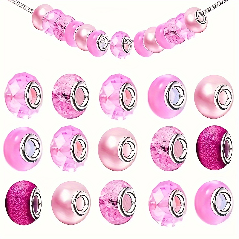 

100pcs Pink Large Hole Resin Spacer Beads - Making Kit For Handcrafted Bracelets & Necklaces, Assorted Colors And Sizes, Jewelry Making Supplies