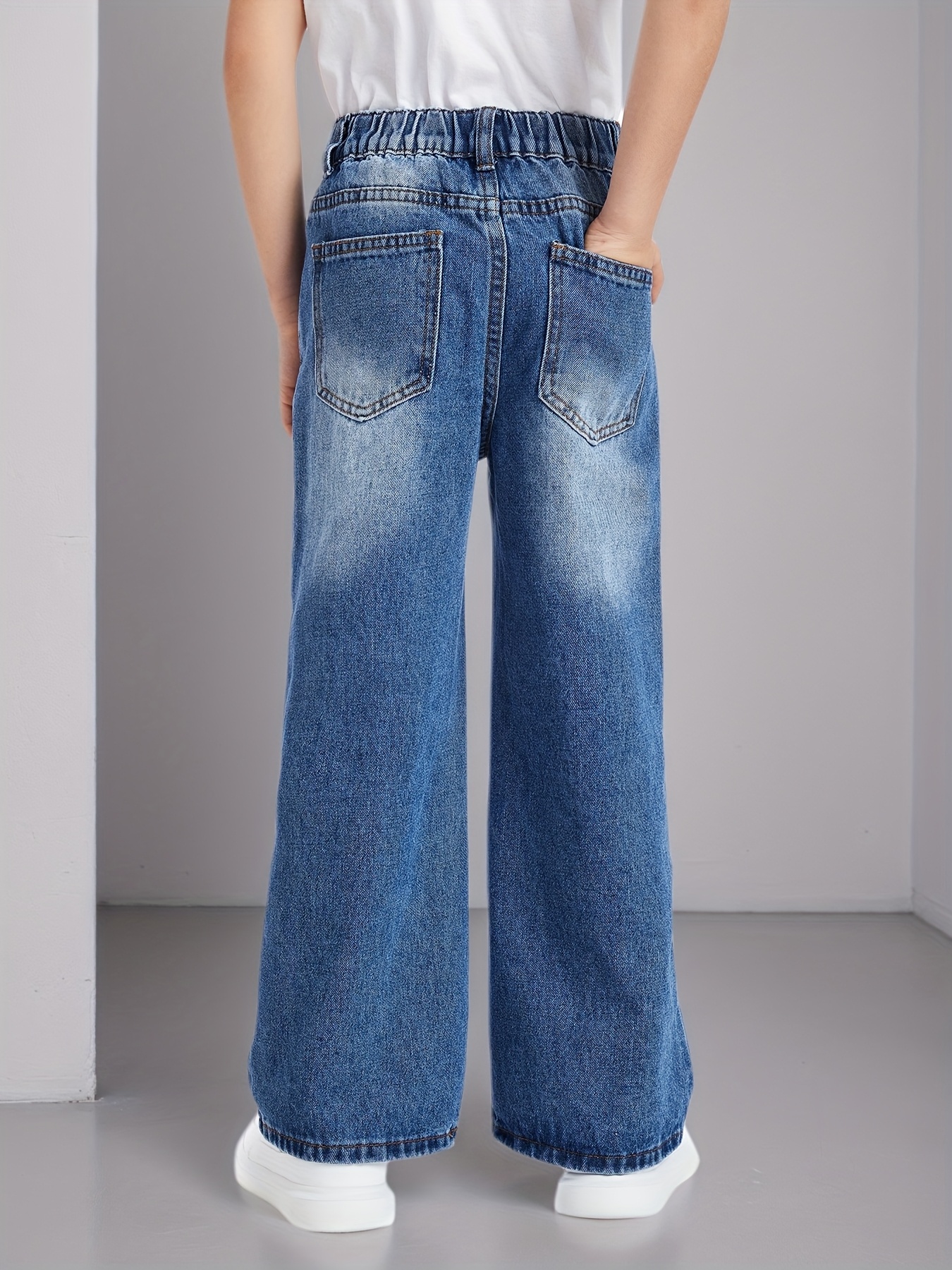 2026 boys trendy gradient denim wide leg pants - Temu Oman