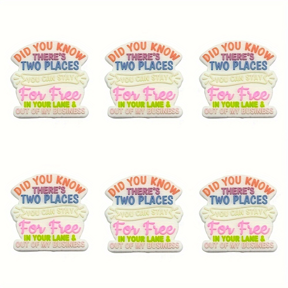 

6-piece Silicone Bead Set - 'in Your & Out Of My Business' Quote, Diy Crafting For Colorful Ballpoint Pens & Keychains