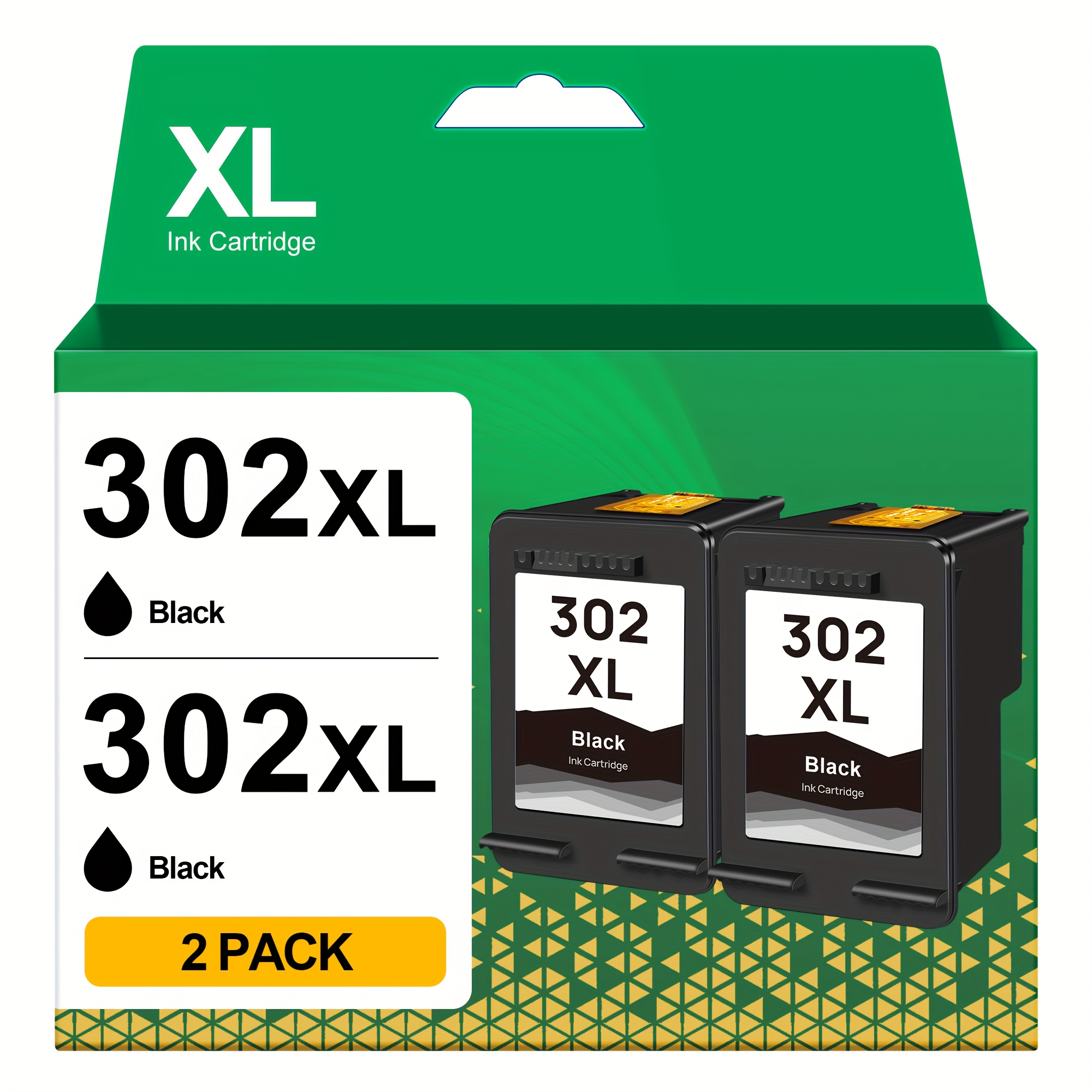 Image of High-capacity Remanufactured For 302 Xl Black Ink Cartridges Suitable For Models 2130, 2134, 3630, 3632, 3634, And Models 3832, 4650, 3831, 3835, As Well As Models 4527, 4520, 4524 (pack Of 2)