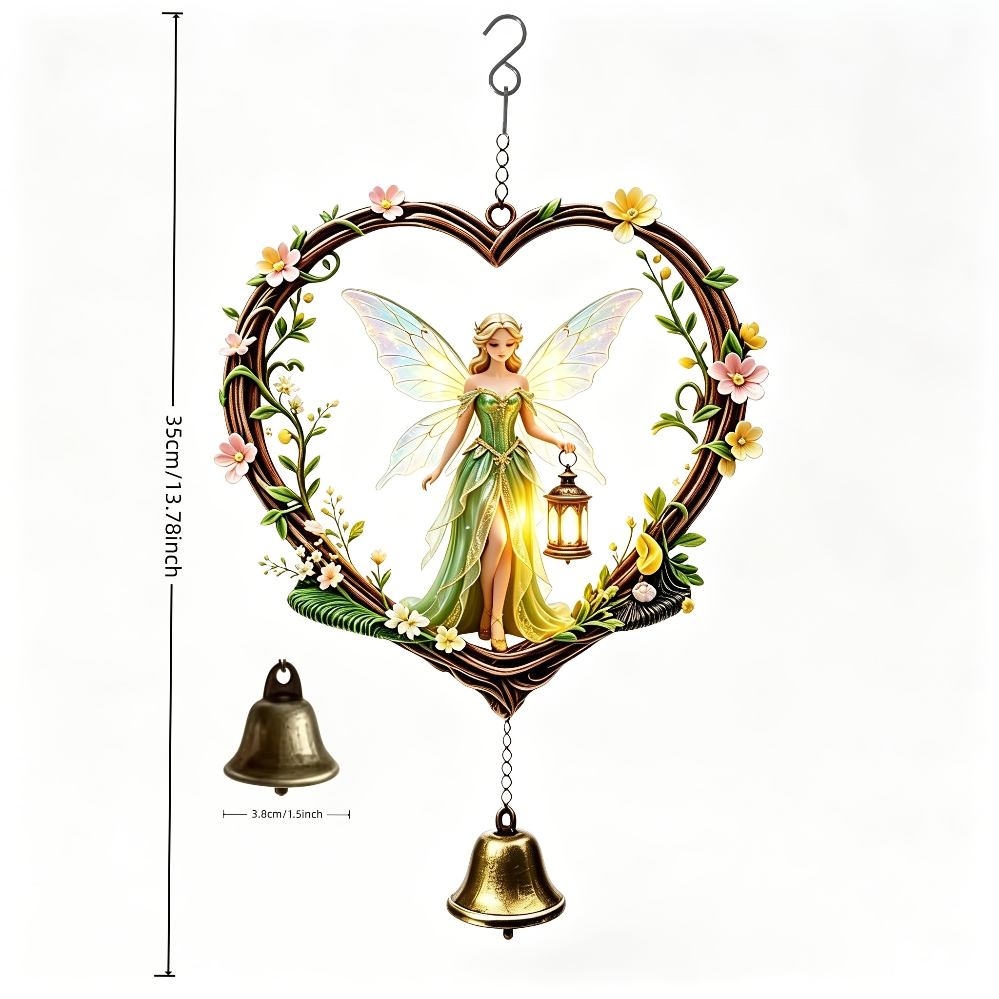 TEMU Lanterne Florale Sculptée de Cœur avec Ornement de Carillon à Vent . Peut Être à sur des Rebords de Fenêtre, des Balcons, ou à l'Extérieur dans