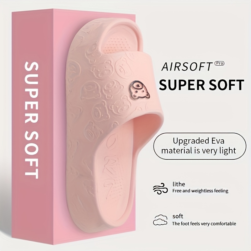 womens cute   eva slide sandals comfortable non slip washable indoor outdoor slippers in pink white and more     adorable slippers Product details 0