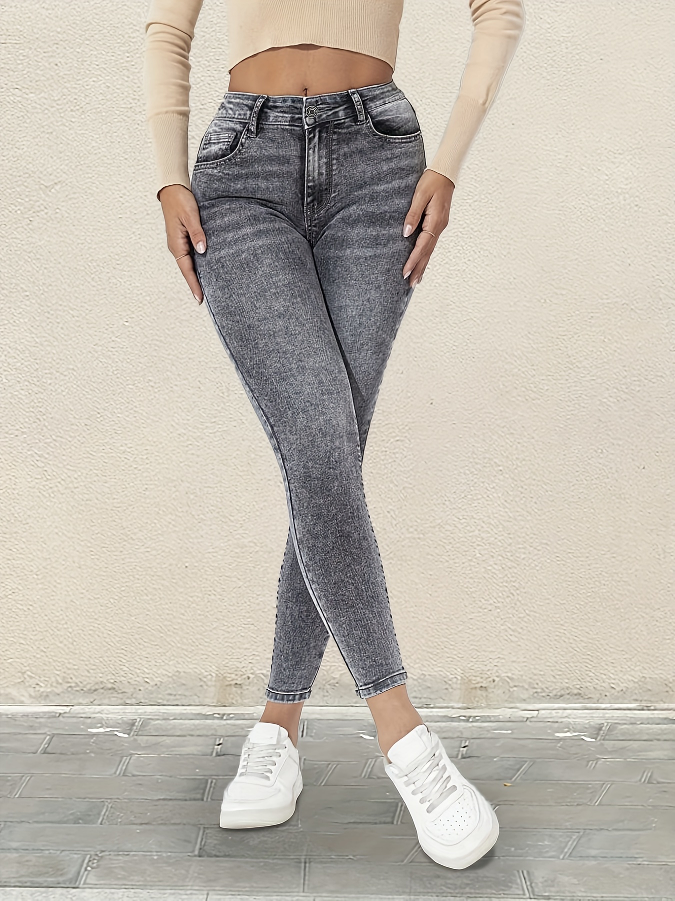 Jeans Gris Mujer Chupin