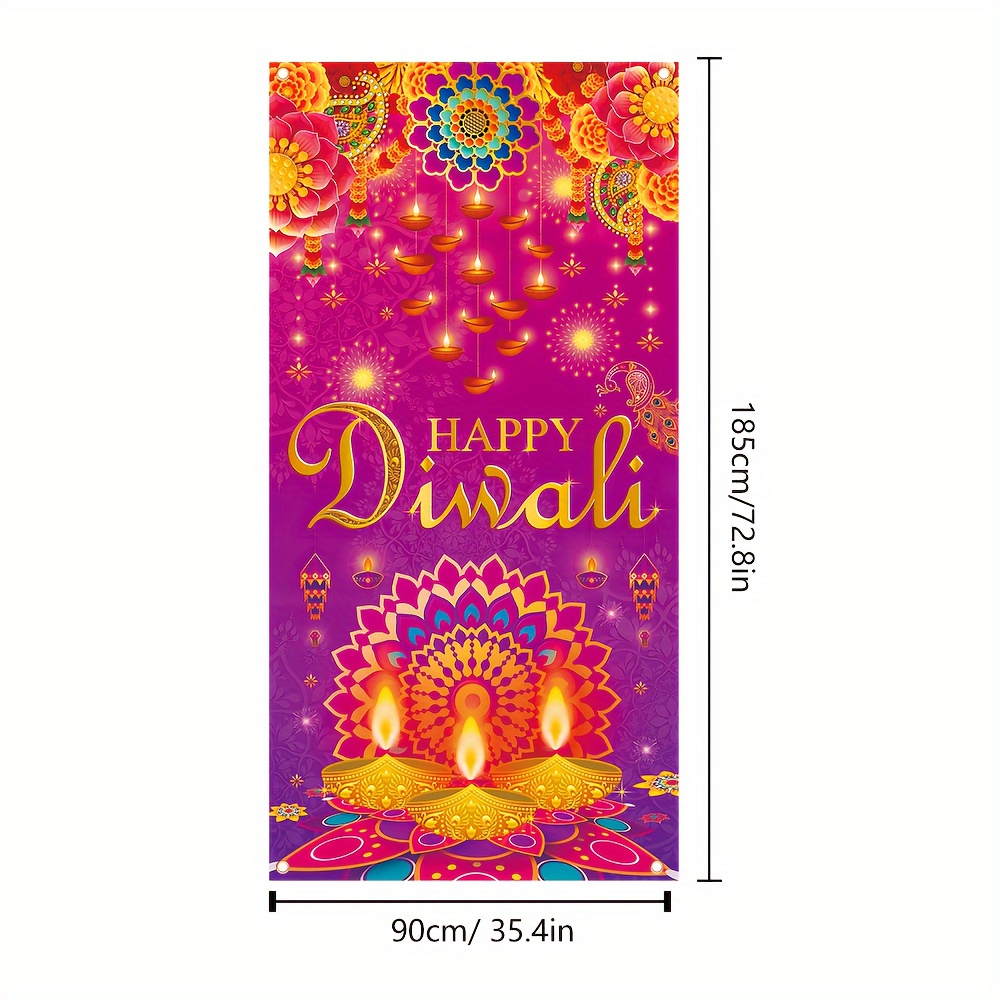 TEMU Bannière de Joyeux Diwali - 71"x37" Couverture de en Polyester, Décoration de Fête , Pas d'Électricité
