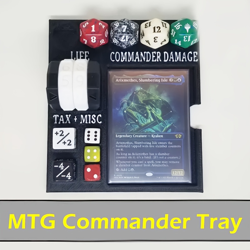 

1pc 3d Printed Plastic Mtg Commander Tray, Magic: Edh Deck Mat, Game Accessory With Dice And Slot Expansion Dock For Card Game Base