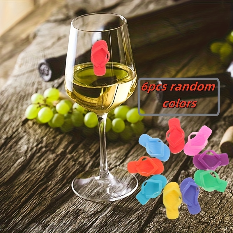 Image of 6pcs Silicone Drink Markers, Creative Shoe-shaped Wine Glass Charms, Traceless And Reusable, Essential For Cocktail And Parties, Anti-mistake Humorous Decorations, Colors Random