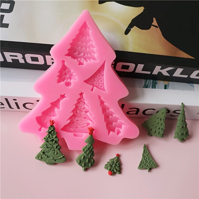 TEMU 1pc 6 Different Styles Christmas Tree Silicone Mold Clay Mold Decoration Mold Mold Candle Decoration Silicone Mold